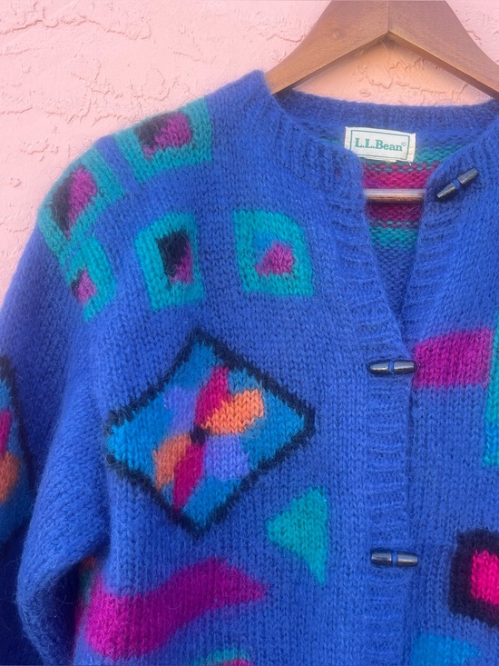 L.L. Bean Sweaters - Vintage L.L. Bean Cardigan Sweater Abstract Geometric Colorful Y2K